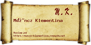 Müncz Klementina névjegykártya